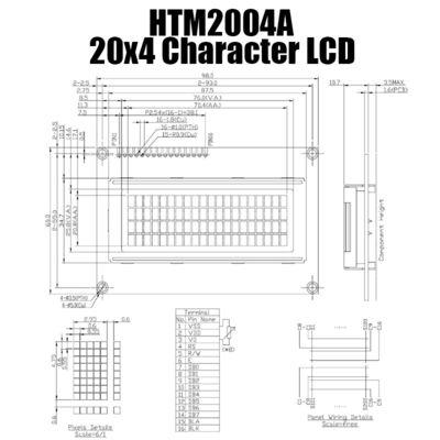 LCD van het instrumentatiekarakter het Scherm 20x4 5x8 met Curseur htm-2004A