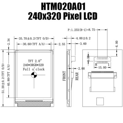 De Modulevertoning Praktische 240x320 HTM020A01 van 2,0 Duimspi TFT LCD