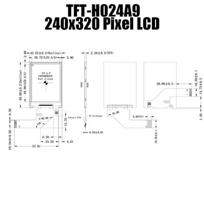 De duurzame Vertoning 240x320 TFT-H024A9QVIFT8N20 van TFT LCD van het 2,4 Duimzonlicht Leesbare