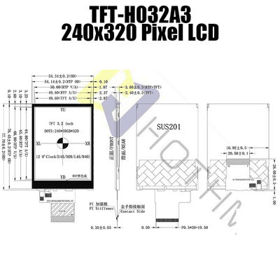 3.2“ van de de Vertoningsmodule 240x320 ST7789V van SPI TFT LCD Weerstand biedende Touchscreen TFT-H032A3QVTST3R40