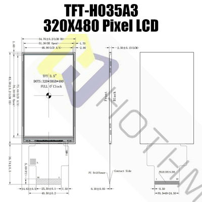 Multifunctionele 3,5“ TFT LCD Vertoningszonlicht Leesbaar met Compatibele Interface TFT-H035A3HVIST5N50