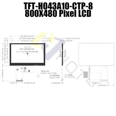 800x480 van de de Vertoningsmodule van 4,3 Duimtft lcd van de het Touche screenmodule de Capacitieve Monitor van Pcap