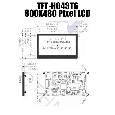 4.3 de“ Vertoning van 800x480 HDMI LCD voor Instrumenten TFT-043T6SVHDVN20Z