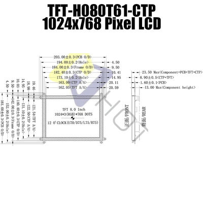 8 duim1024x768 HDMI LCD Comité met Capacitieve Aanraking TFT-080T61SVHDVNSDC
