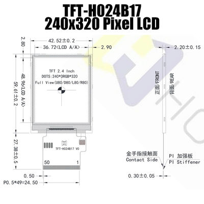 2,4 Duim240x320 SPI TFT Module, het Zonlicht Leesbare LCD TFT-H024B17QVIST6N50 van IC ST7789
