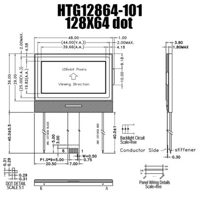 128X64 LCD RADERTJEvertoning, de Grafische LCD Module HTG12864-101 van UC1601S