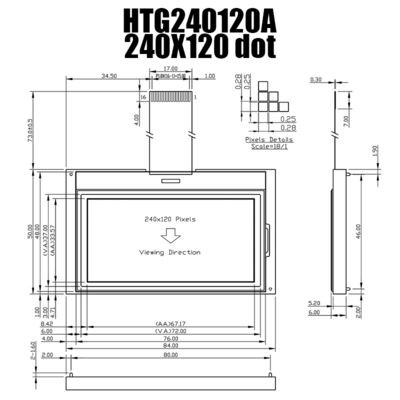 240X120 LCD Module TFT Grafisch met Zij Witte Backlight HTG240120A