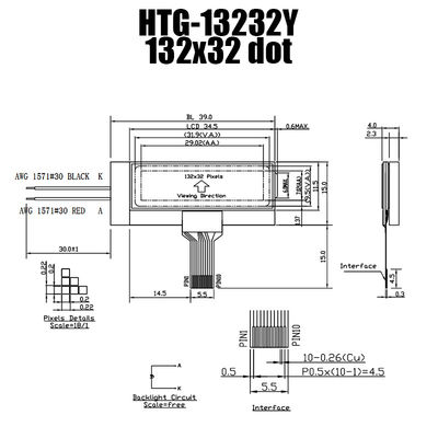 Industriële 132x32-RADERTJElcd Module ST7567R Positieve Transflective HTG13232Y