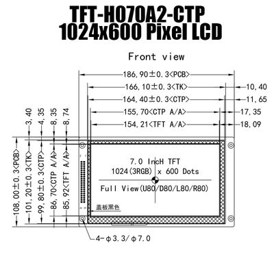 7 de Vertoningsips 1024x600 van de duim Capacitieve Aanraking RGB Interface voor Framboos Pi
