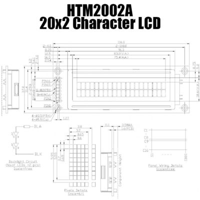 het Karakterlcd van 20x2 MCU Module Praktisch met Groene Backlight HTM2002A