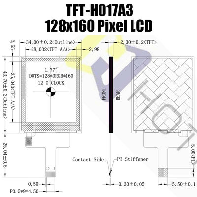 1,77 Monitor van de de Vertonings128x160 Tft Kleur van TFT van het Duimzonlicht de Leesbare Weerstand biedende