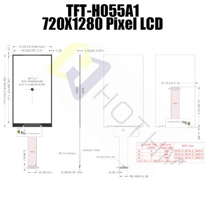 5,5 Duim 720x1280-IPS Hoge de Helderheidsvertoning IC ILI9881 van TFT LCD