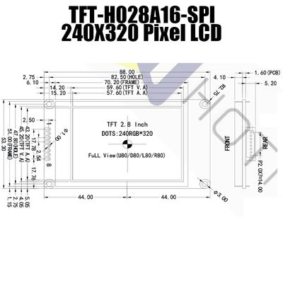 2,8 het Zonlicht Leesbaar tft028a16-SPI van de Duim240x320 SPI TFT LCD Module ST7789V