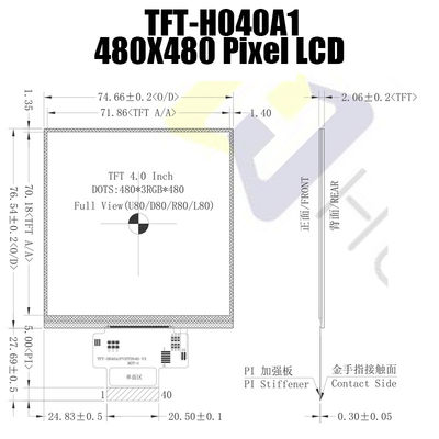 4 het Zonlicht Leesbaar SPI RGB ST7701S van de duim480x480 Dots Square TFT LCD Vertoning