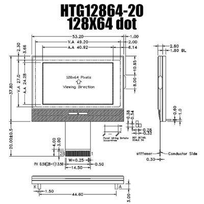 Het RADERTJElcd van MCU Grafische Module128x64 ST7565R FSTN Vertoning htg12864-20