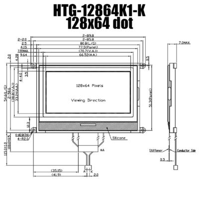 128X64 LCD RADERTJEvertoning, het Positieve Scherm htg12864k1-k van Gray Reflective LCD