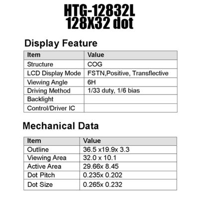 128X32 grafische RADERTJElcd Module ST7565R met Witte Zijbacklight HTG12832L