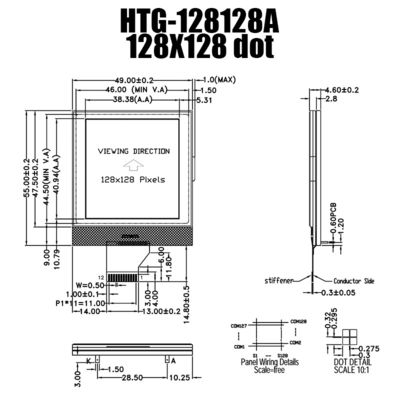 128X128 Chip On Glass LCD, de Zwart-wit Grafische LCD Vertoning HTG128128A van UC1617S
