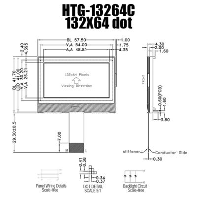 132x64 industriële LCD RADERTJEmodule, de Duurzame Vertoning HTG13264C van SPI LCD