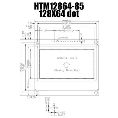 128X64 de Grafische LCD Vertoning van SPI FSTN met Witte Zijbacklight