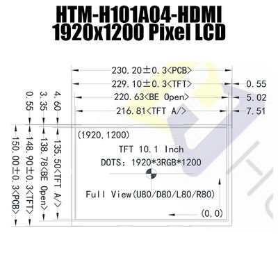 10.1inch 1920x1200 HDMI 1,4 IPS LCD het Leesbare Type van Vertoningszonlicht