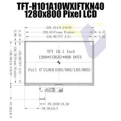1280x800 pixelips van de Modulezonlicht van TFT LVDS LCD het Leesbare Type