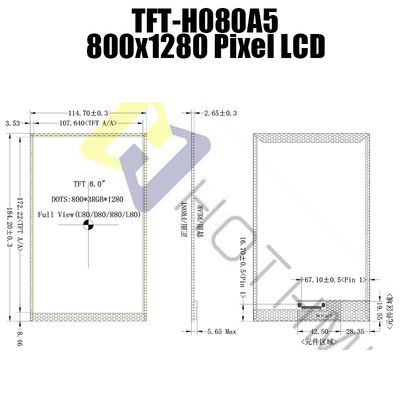 De Vertoningszonlicht van MIPI JD9365 TFT LCD Leesbaar voor Industriële Controle