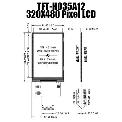3,5 de Leesbare ST7796 TFT LCD Vertoning MCU van het Duim320x480 Zonlicht voor Industriële Controle