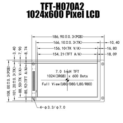 7 duimips 1024x600 TFT LCD het Comité van de Modulevertoning met Controlemechanisme Board
