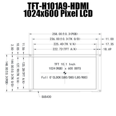 10,1 Duimhdmi IPS 1024x600 TFT LCD het Zonlicht van de Modulevertoning Leesbaar met Framboos Pi