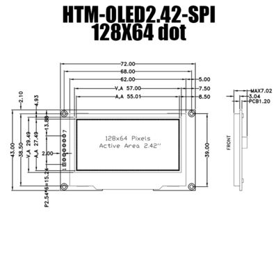 2.42“ de Vertoningsmodule van het Duim128x64 RADERTJE SSD1309 OLED met Materiaal Control+PCB+Frame