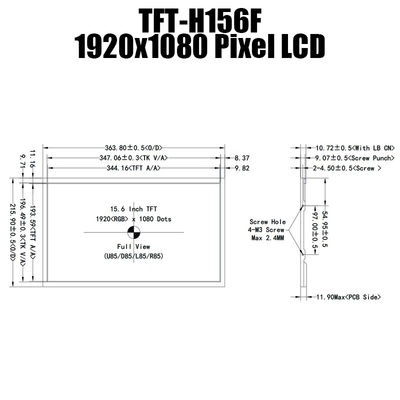 15,6 inch IPS 1920x1080 breed temperatuur TFT-beeldschermpaneel LVDS